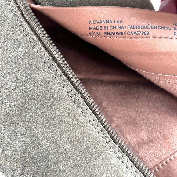 Nordstrom Novanna Suede Boots 6.5 Tan Beige NWOT Ankle Booties Zip Heel - Picture 5 of 6